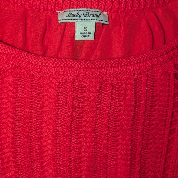 Lucky Brand Sweater Women's Small Lace Lined Red Layered - Picture 6 of 6